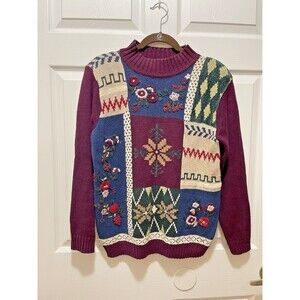 Vintage Women's Sweater PS Petite Alfred Dunner Cottagecore Embroidered Floral